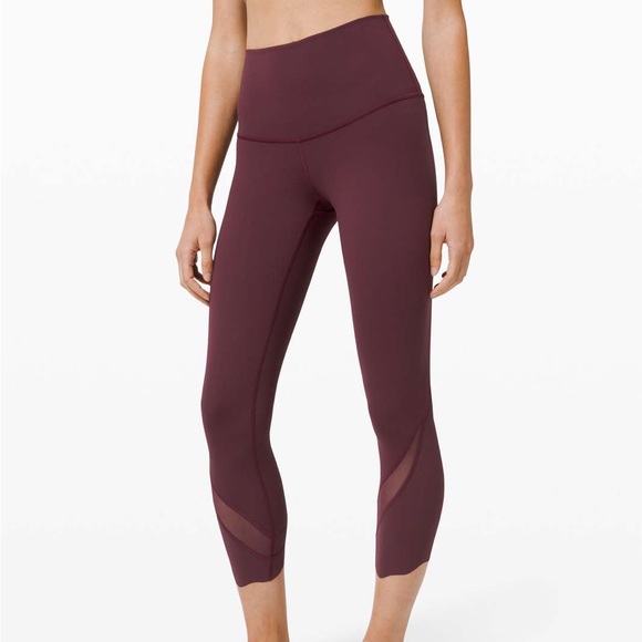 lululemon athletica Pants - lululemon athletica Burgundy High-Rise Mesh Hem Cropped Leggings